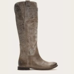 Frye Paige Grey Rugged Leather Tall Riding Boots